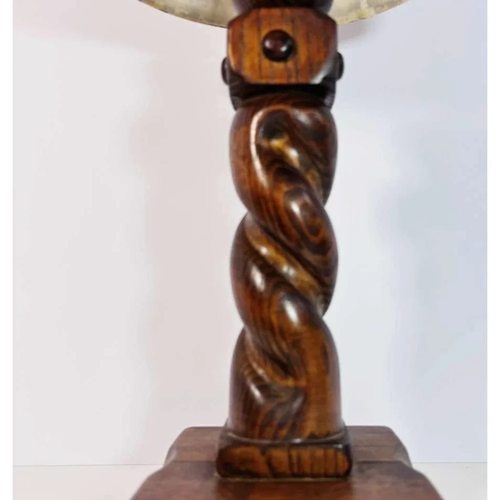 Hand-Carved Barley Twist Wood Table Lamp  17